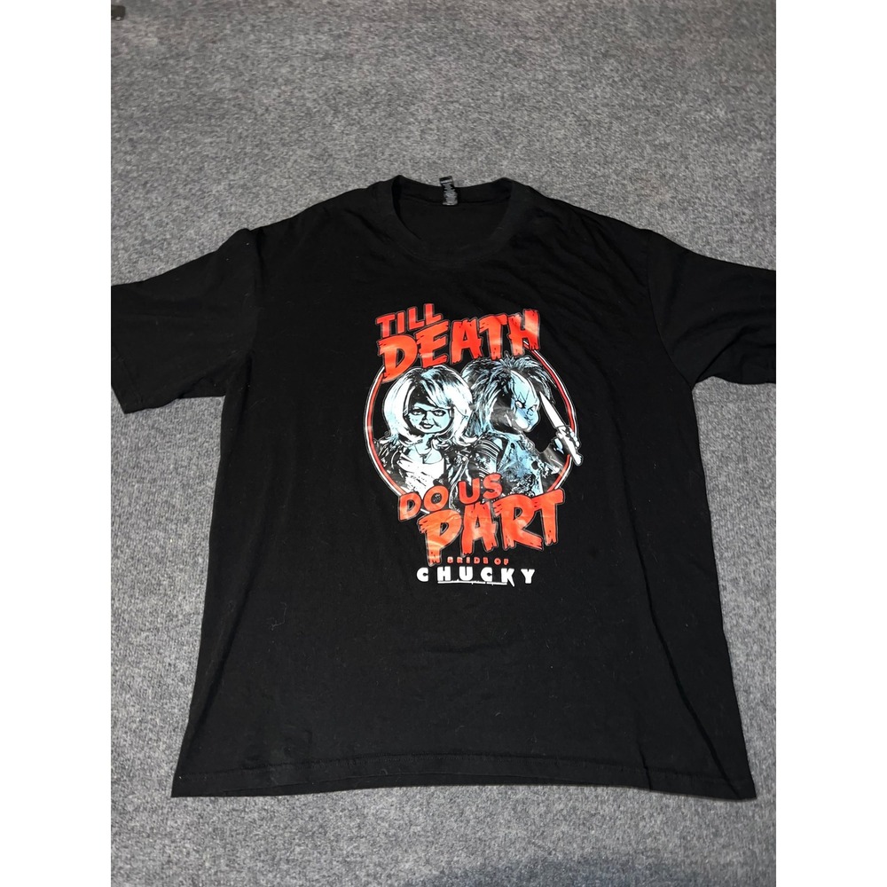 Bride of Chucky Till Death Do Us Part Graphic T-Shirt Black 2XL Cotton Horror
